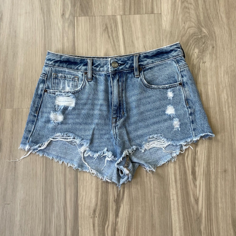 PacSun High Rise Festival Distressed Denim Shorts